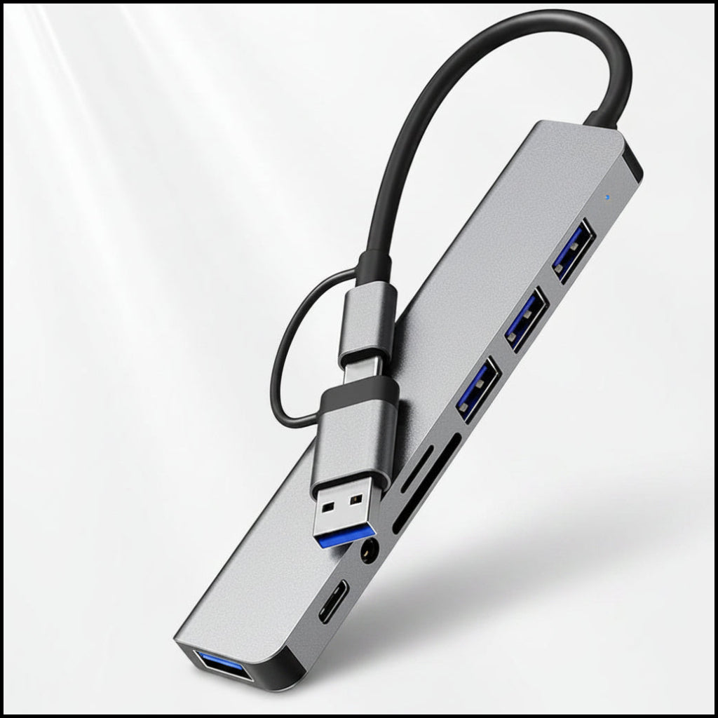 Hub USB C 8 en 1 de type C 3 ports USB 2.0 et 1 port USB 3.0 alimenté USB C Hub pour MacBook PC XPS